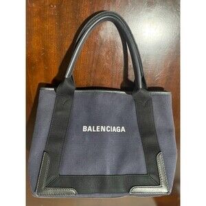 Balenciaga Canvas Navy Cabas Tote Bag